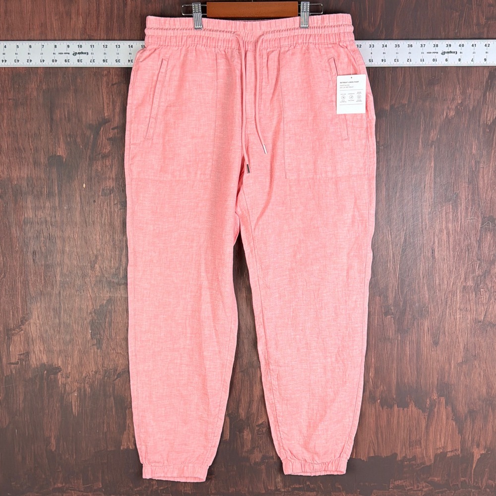 Athleta Retreat Linen Pant Coral Pink Jogger 10P Petite 531704-05 NEW